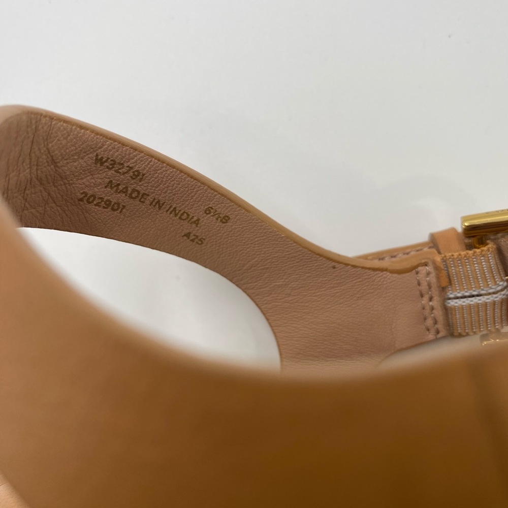 Cole Haan Tan Leather Fisherman Sandals with Gold Buckles - Picture 6 of 6